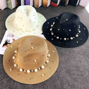 Summer Straw Hat with Beads for Women
