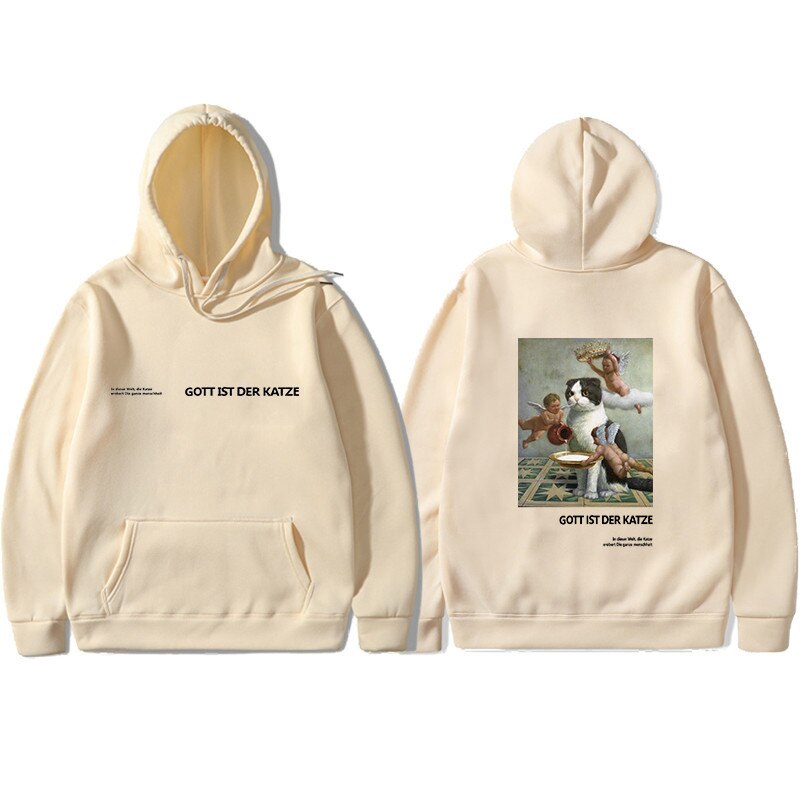 Casual Hoodie with Cat Print Casual Hoodie with Cat Print