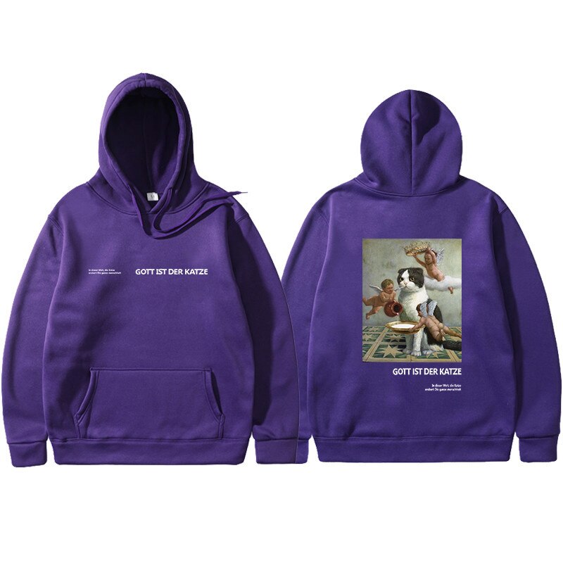 Casual Hoodie with Cat Print Casual Hoodie with Cat Print