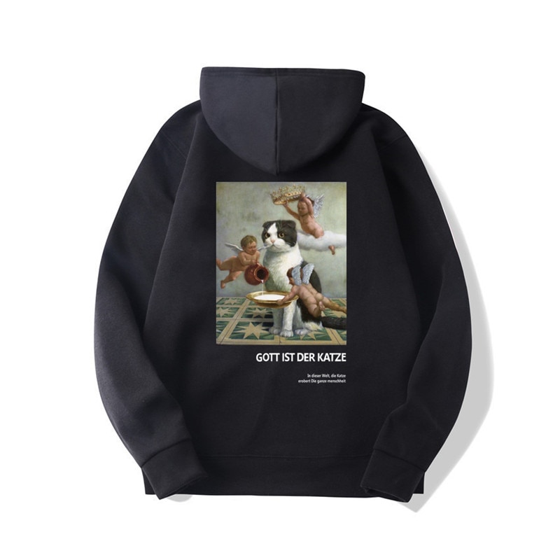 Casual Hoodie with Cat Print