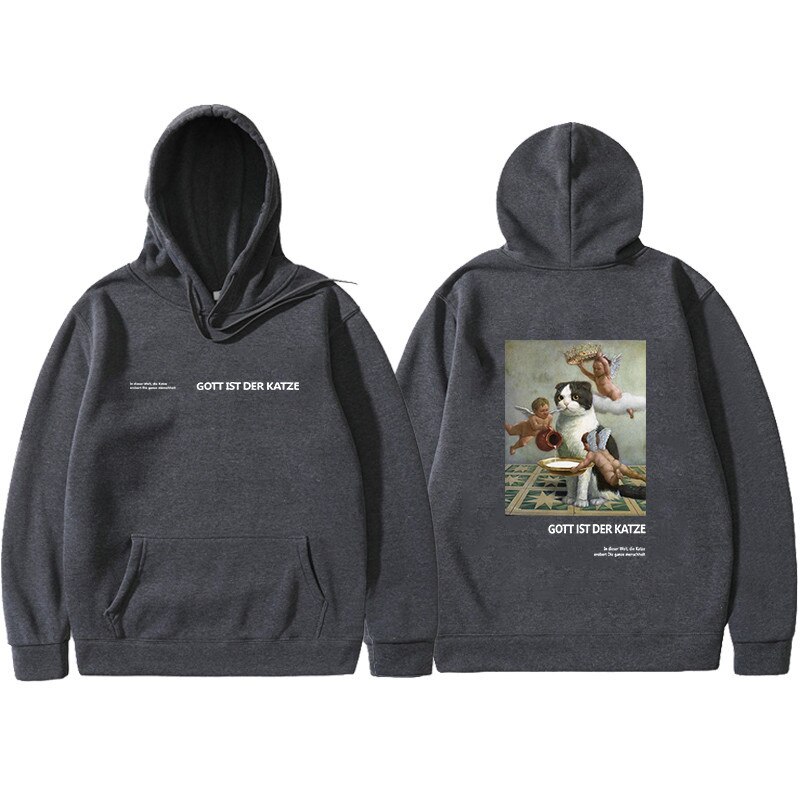 Casual Hoodie with Cat Print Casual Hoodie with Cat Print