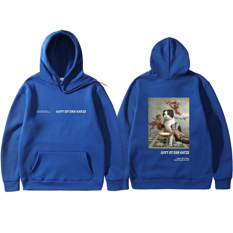 Casual Hoodie with Cat Print Casual Hoodie with Cat Print