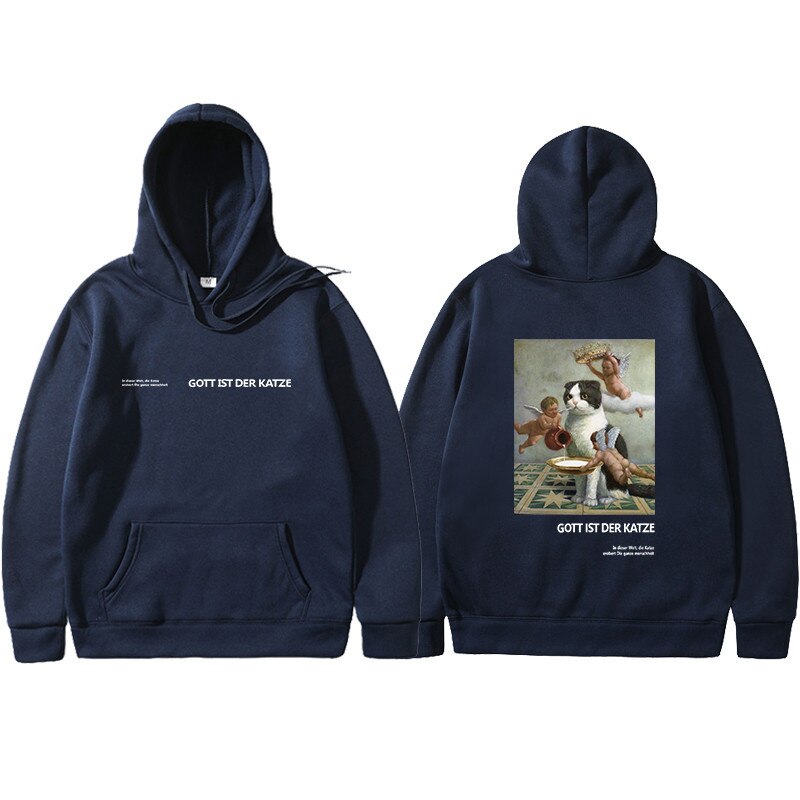 Casual Hoodie with Cat Print Casual Hoodie with Cat Print