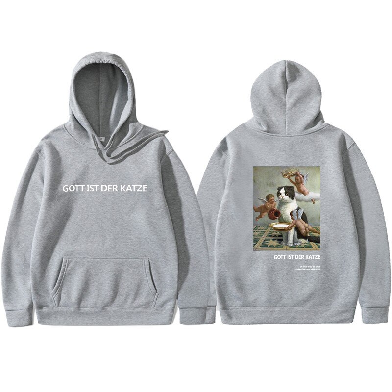 Casual Hoodie with Cat Print Casual Hoodie with Cat Print