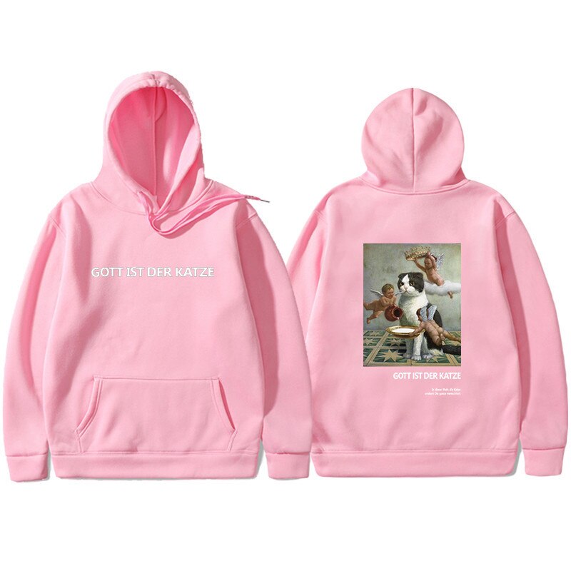 Casual Hoodie with Cat Print Casual Hoodie with Cat Print