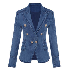 Stylish Double-Breasted Denim Blazer