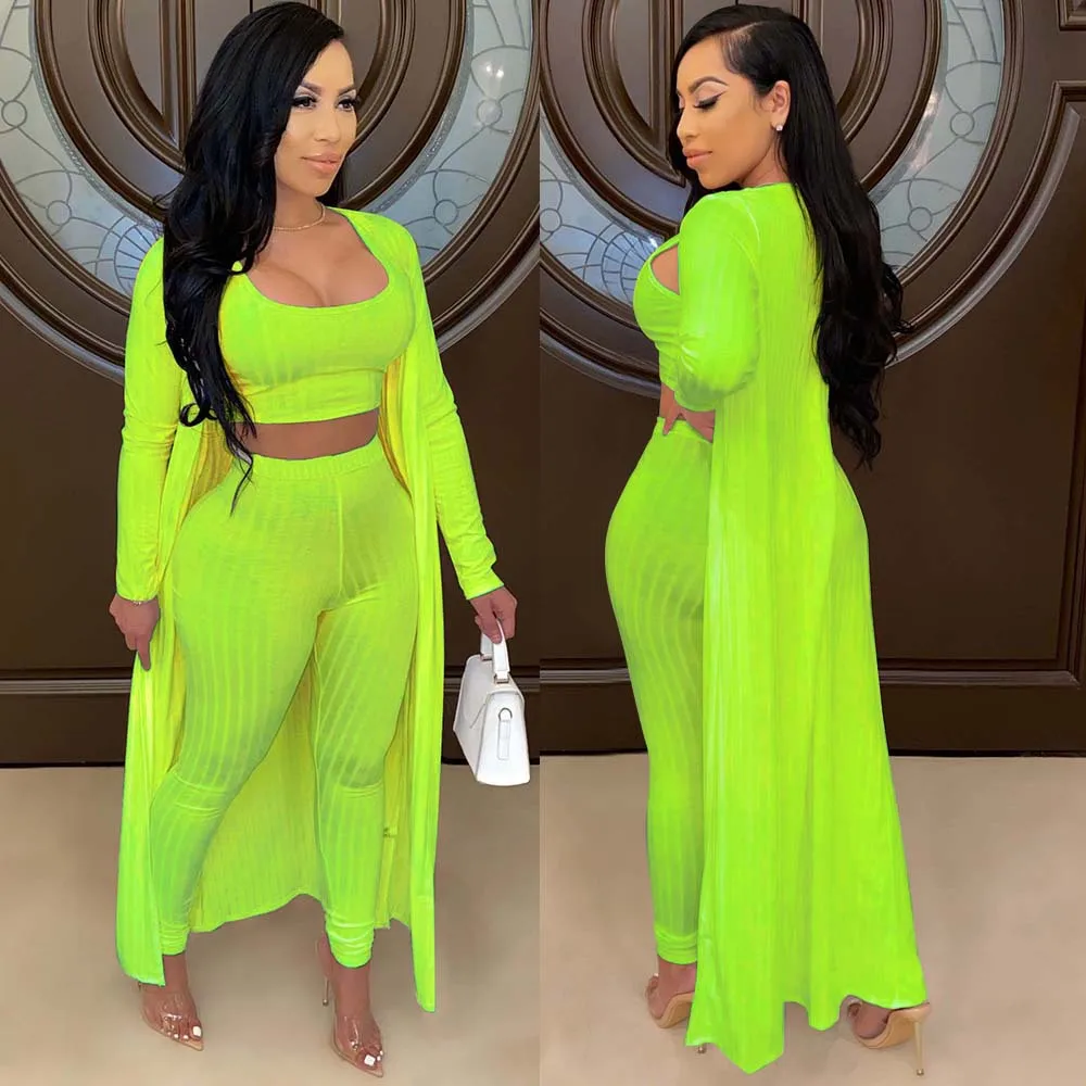 Women's Crop Top, Leggings and Long Cardigan Set Women's Crop Top, Leggings and Long Cardigan Set
