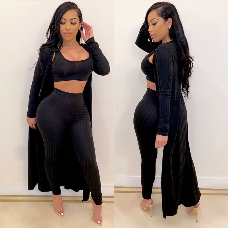 Women's Crop Top, Leggings and Long Cardigan Set - Image 3