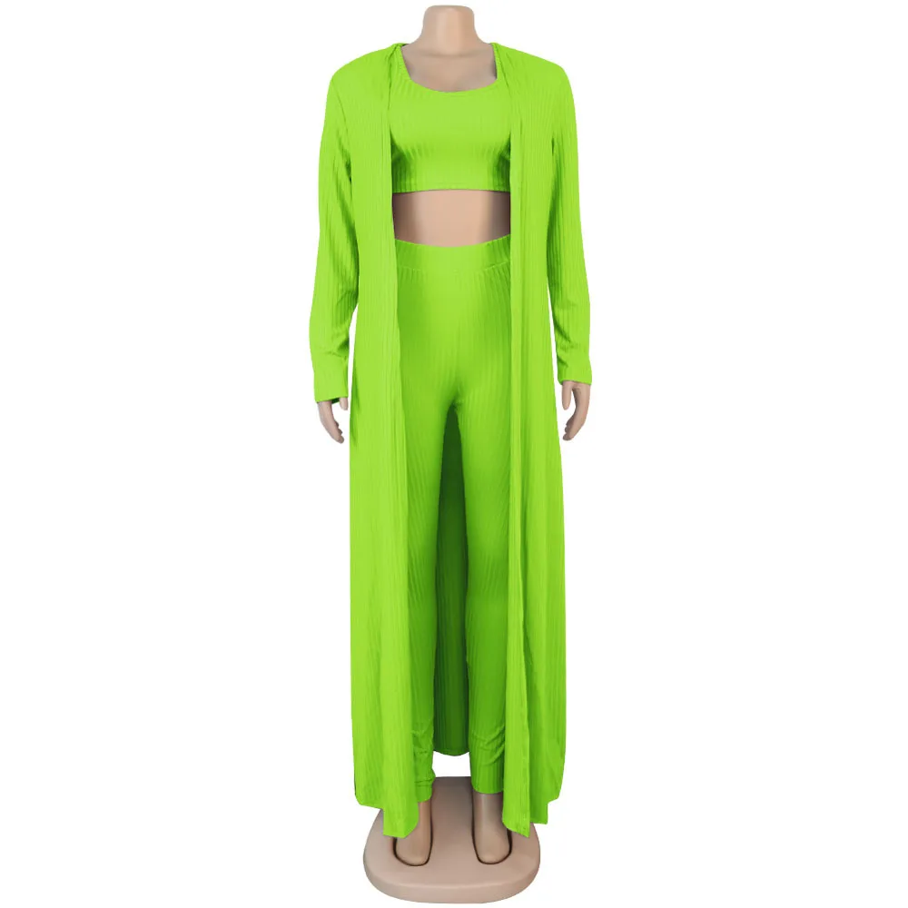 Women's Crop Top, Leggings and Long Cardigan Set Women's Crop Top, Leggings and Long Cardigan Set