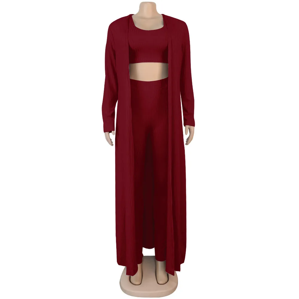 Women's Crop Top, Leggings and Long Cardigan Set Women's Crop Top, Leggings and Long Cardigan Set