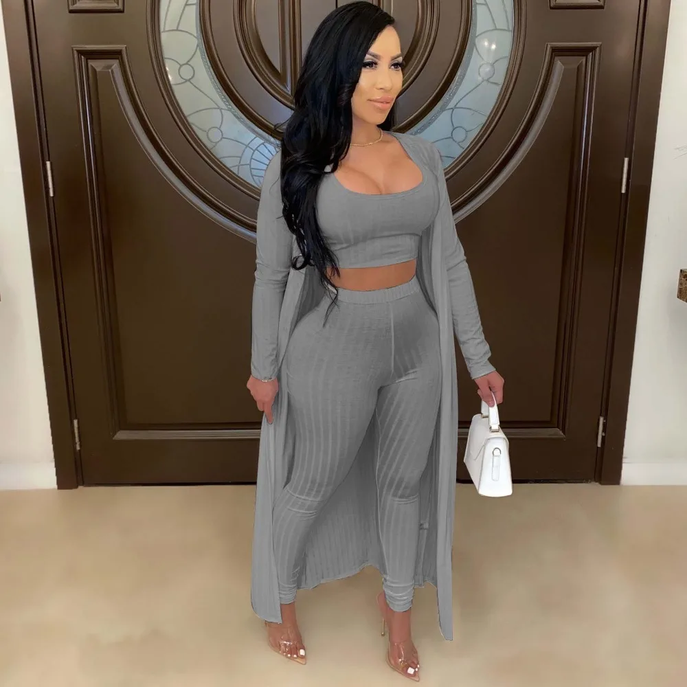Women's Crop Top, Leggings and Long Cardigan Set Women's Crop Top, Leggings and Long Cardigan Set