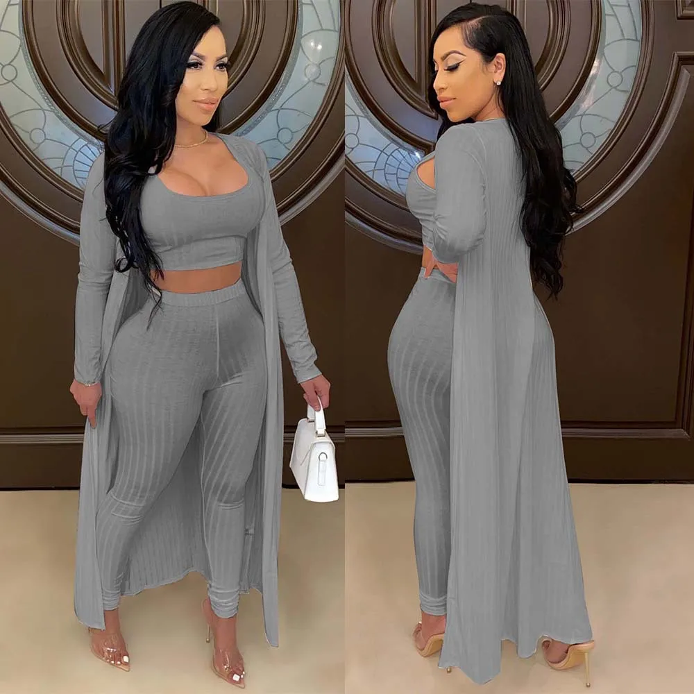 Women's Crop Top, Leggings and Long Cardigan Set Women's Crop Top, Leggings and Long Cardigan Set