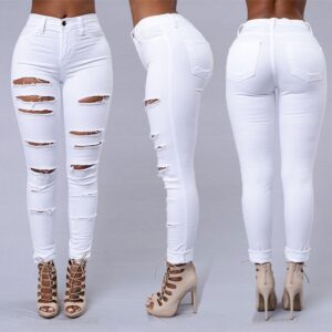 Ripped Casual Skinny Jeans for Women