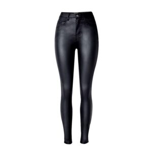 Women's Elastic Skinny Leather Look Jeans