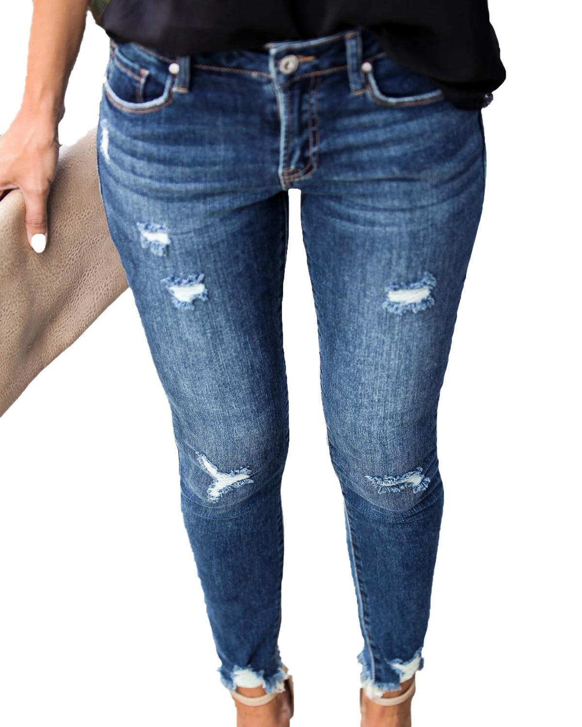 Women's Skinny Mid-Waist Jeans - Image 6
