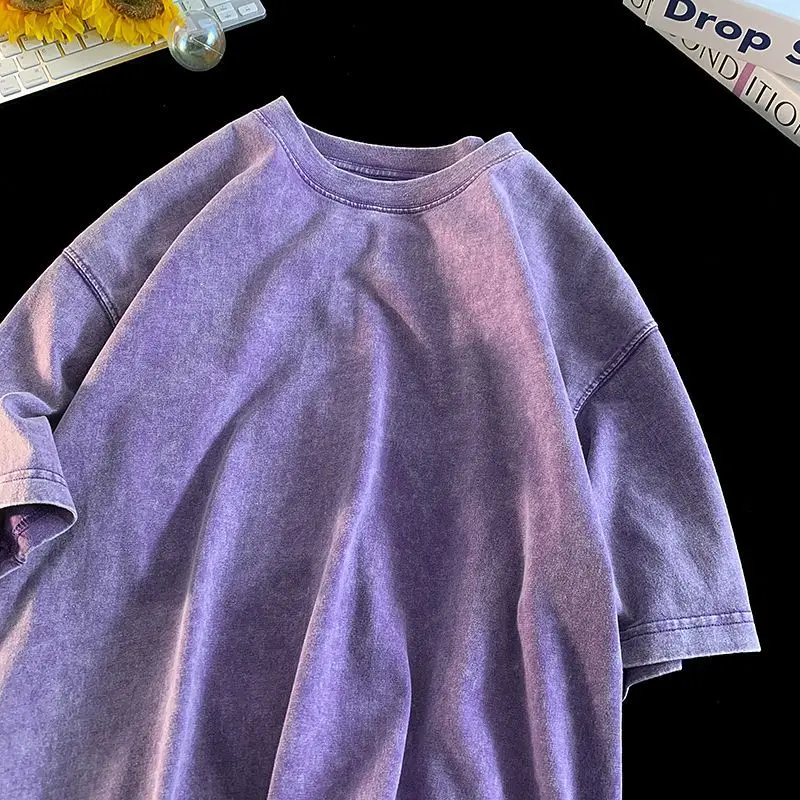Heavyweight Cotton Vintage Washed T-Shirt Men Oversized Streetwear Retro Acid Wash Tee Unisex Casual Loose Fit Short Sleeve Top Heavyweight Cotton Vintage Washed T-Shirt Men Oversized Streetwear Retro Acid Wash Tee Unisex Casual Loose Fit Short Sleeve Top