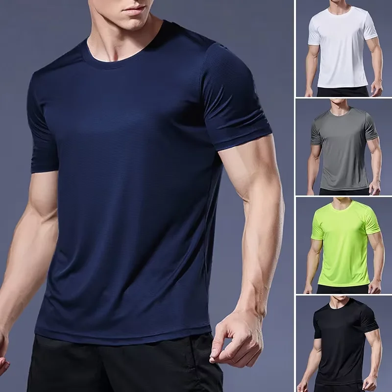 Quick-drying Men Running Shirts Fitness Compression Gym Polyester Sports T-shirt Black 2023 Workout Training Muscle Fit Clothing - Image 3