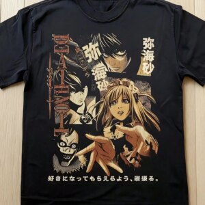 Classic Vintage Anime T-shirts Death Note Anime T-shirts Retro Pattern T-shirts Y2k Graphic Printed Cotton Short-sleeved Unisex