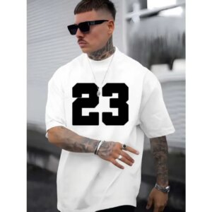 Men's Stylish T-shirts, Crew Neck Tees With "23" Print, Comfort Fit, Casual Short Sleeves, Trendy Tops For Summer& Spring