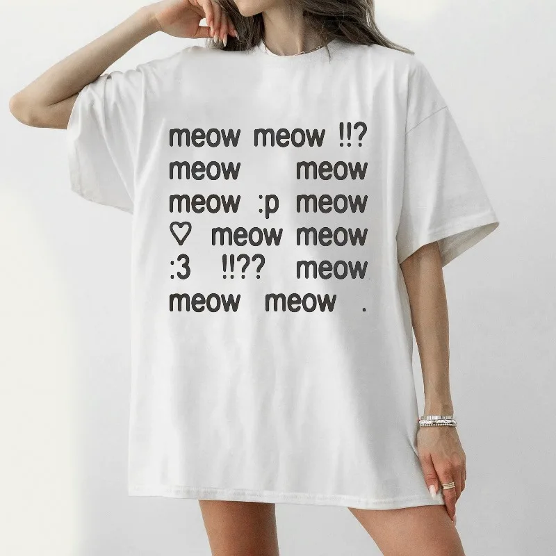 Novelty Meow Y2K 2000s Emoticon :3 Tee Letter Meme T Shirt Streetwear Women Men Tee Casual Oversized Unisex Summer Harajuku Top