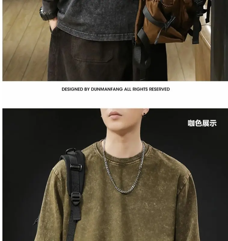 Hip Hop T Shirt Men Vintage 100% Cotton Harajuku Oversized Washed Tshirt Women Unisex Spring Autumn Comfortable Long-Sleeve Tee