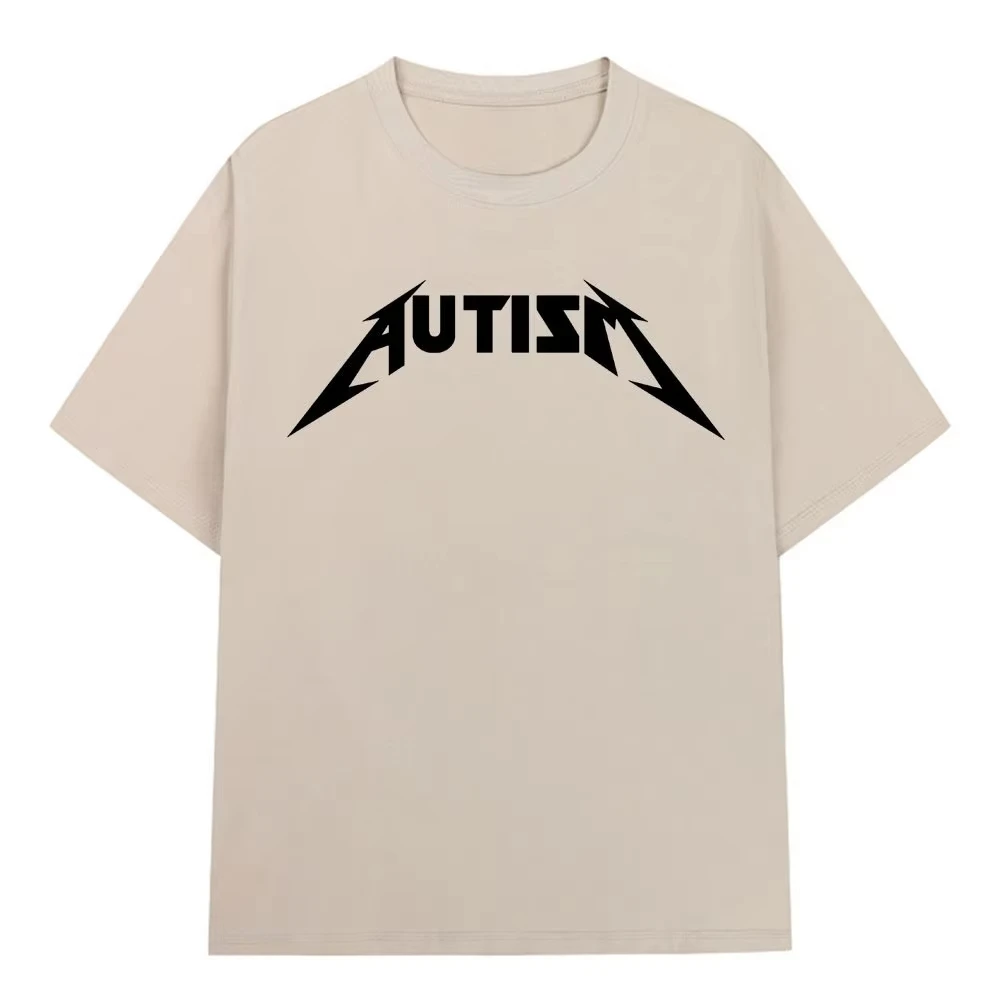 Autism Metal Rock funny Men's 100%Cotton shirt Y2k hiphop style Graphic Tshirt Unisex O-neck Short Sleeve Streetwear Women shirt