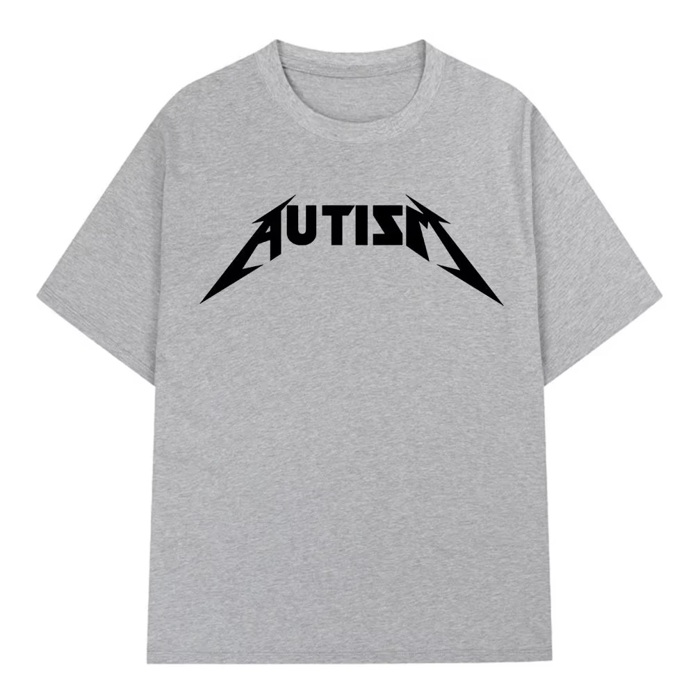 Autism Metal Rock funny Men's 100%Cotton shirt Y2k hiphop style Graphic Tshirt Unisex O-neck Short Sleeve Streetwear Women shirt
