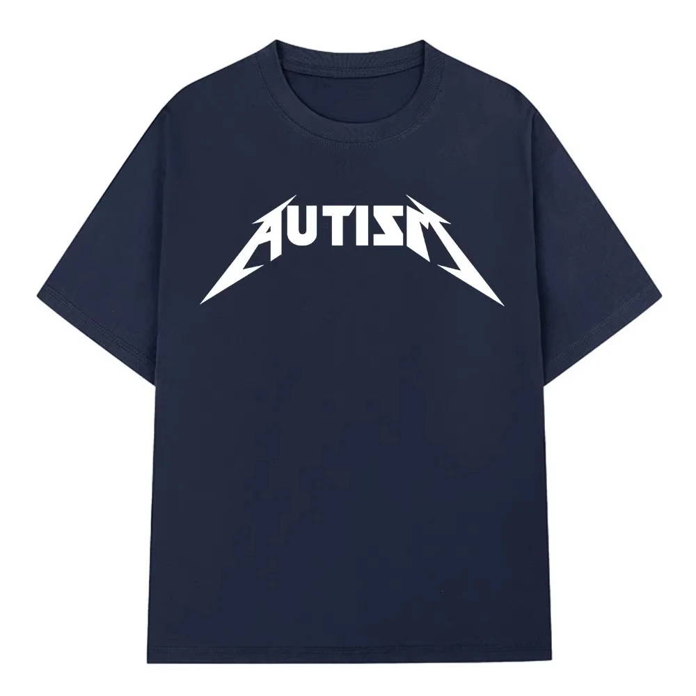 Autism Metal Rock funny Men's 100%Cotton shirt Y2k hiphop style Graphic Tshirt Unisex O-neck Short Sleeve Streetwear Women shirt