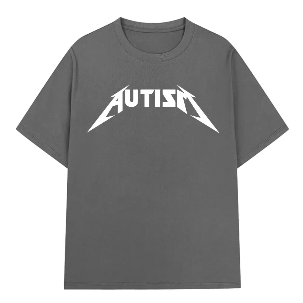Autism Metal Rock funny Men's 100%Cotton shirt Y2k hiphop style Graphic Tshirt Unisex O-neck Short Sleeve Streetwear Women shirt