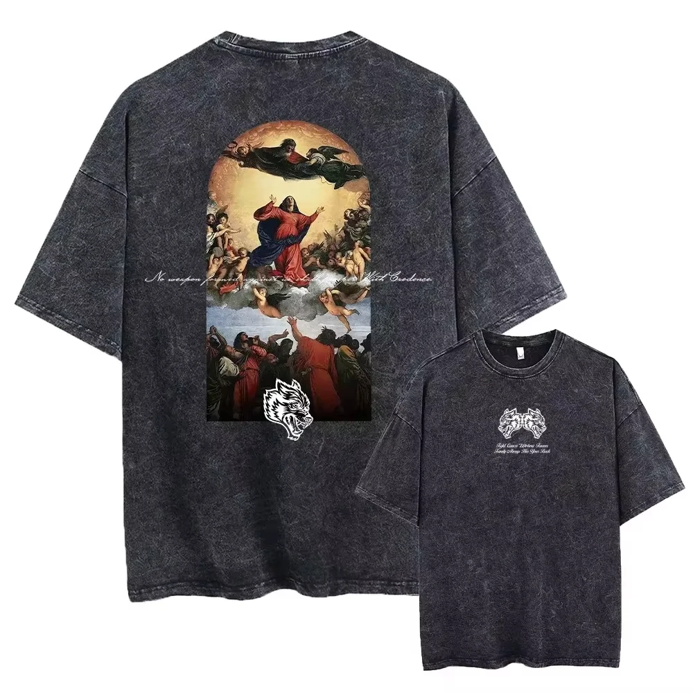 2025 Darc Wolves Sport Vintage Washed TShirts Gym Bodybuilding Unisex Clothing Summer Fitness TEE Workout Sport T-shirts