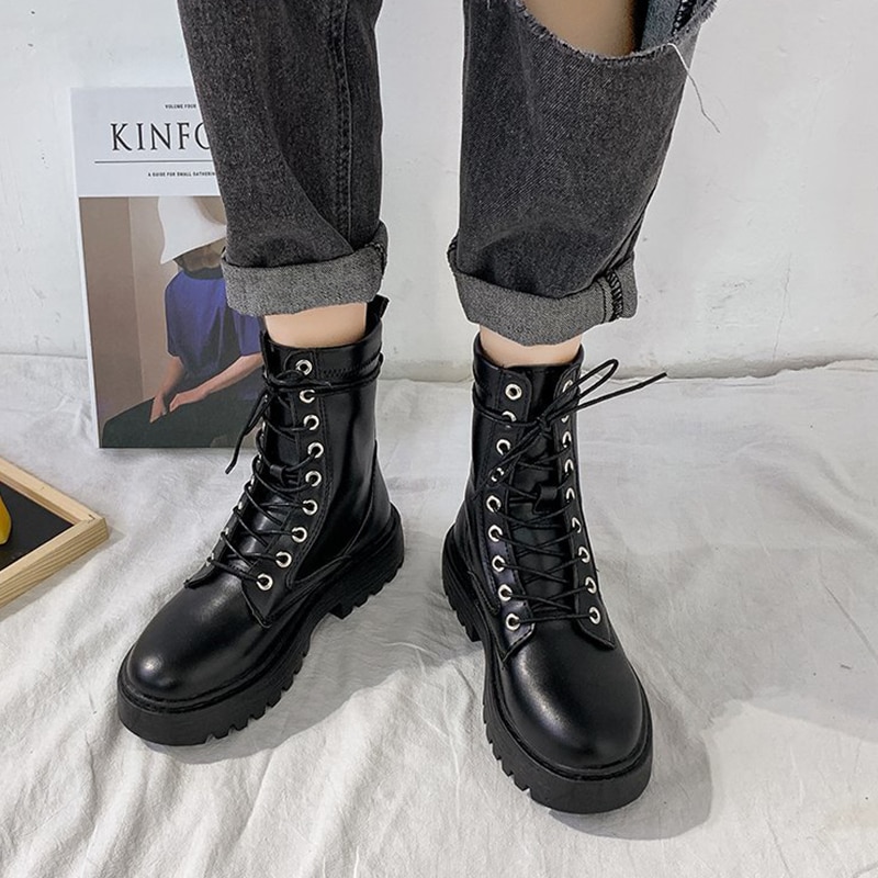 Women's Fashion Leather High Ankle Boots - Image 2