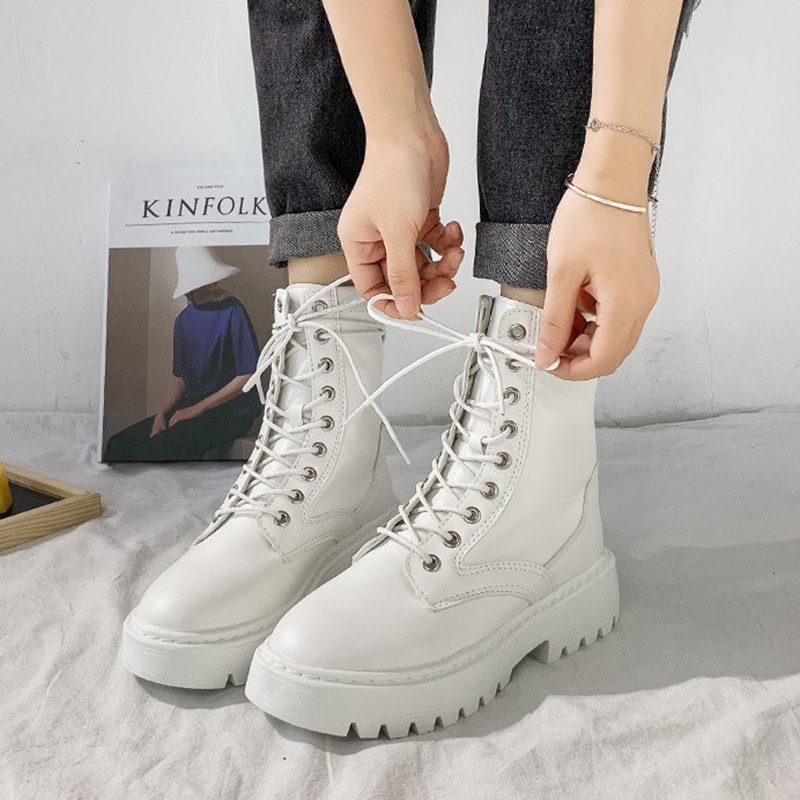 Women's Fashion Leather High Ankle Boots - Image 3