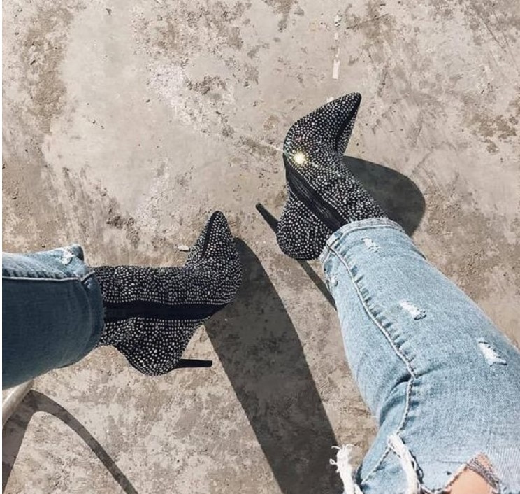 Women's Queen of the Night Rhinestones Ankle Boots - Image 3