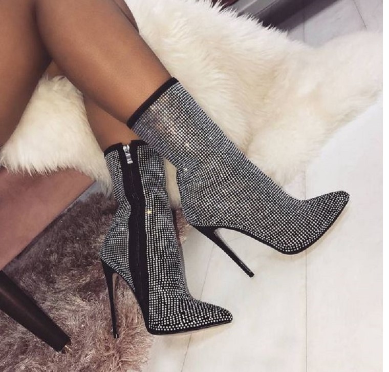 Women's Queen of the Night Rhinestones Ankle Boots - Image 2