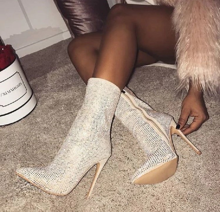 Women's Queen of the Night Rhinestones Ankle Boots - Image 5
