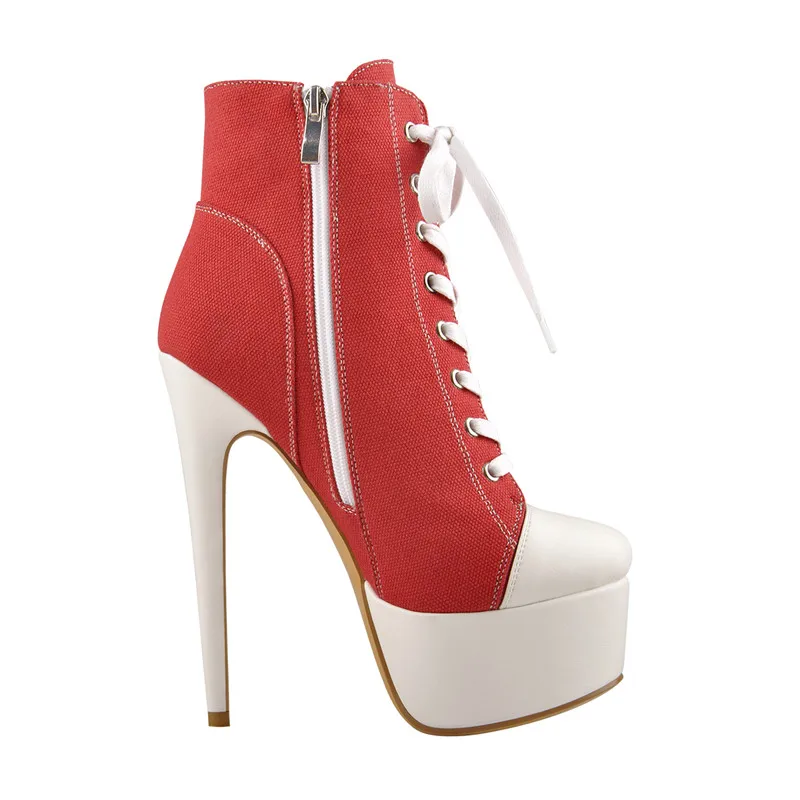 Women's Canvas Platform Lace Up Ankle Boots Women's Canvas Platform Lace Up Ankle Boots