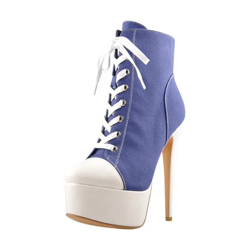 Women's Canvas Platform Lace Up Ankle Boots Women's Canvas Platform Lace Up Ankle Boots