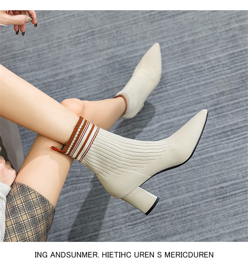 Women's Sock Boots with Pointed Toe - Image 6