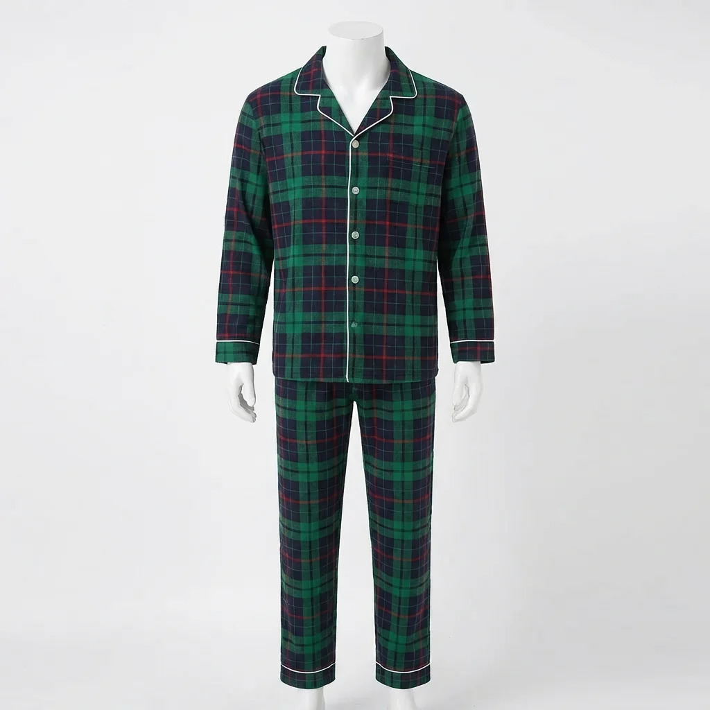 Merry Xmas Family Matching Pajamas Set Plaid Print Adults Kids Christmas Pyjamas Button Shirt+Trousers 2 Pieces Suit Loungewear
