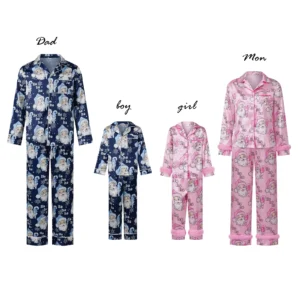 Family Matching Christmas Pajamas Sets Santa Letter Holiday Satin Loungewear Sleepwear Dad Mom Kids Pajamas Xmas Look Pyjama