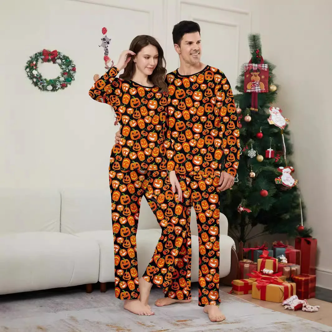 Halloween parent-child pajama set pumpkin funny devil print European and American style home wear - Image 2