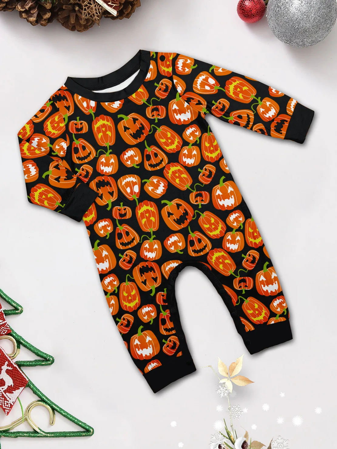 Halloween parent-child pajama set pumpkin funny devil print European and American style home wear