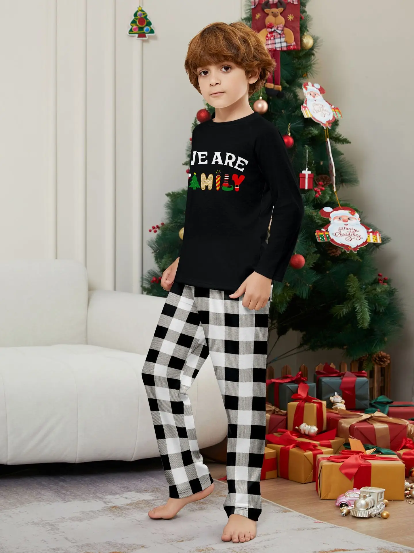 Happy New Year Family Matching Outfits Letter Plaid Print Parent-child 2 Pieces Suit Sleepwear Soft Loose Pajamas Set Xmas Wear Happy New Year Family Matching Outfits Letter Plaid Print Parent-child 2 Pieces Suit Sleepwear Soft Loose Pajamas Set Xmas Wear