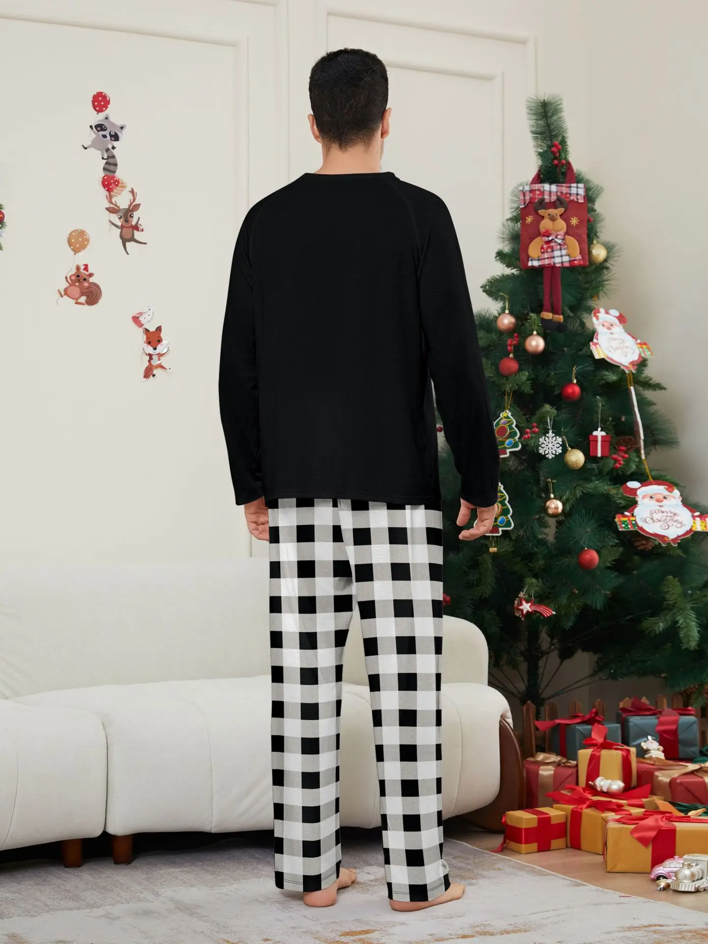 Happy New Year Family Matching Outfits Letter Plaid Print Parent-child 2 Pieces Suit Sleepwear Soft Loose Pajamas Set Xmas Wear Happy New Year Family Matching Outfits Letter Plaid Print Parent-child 2 Pieces Suit Sleepwear Soft Loose Pajamas Set Xmas Wear