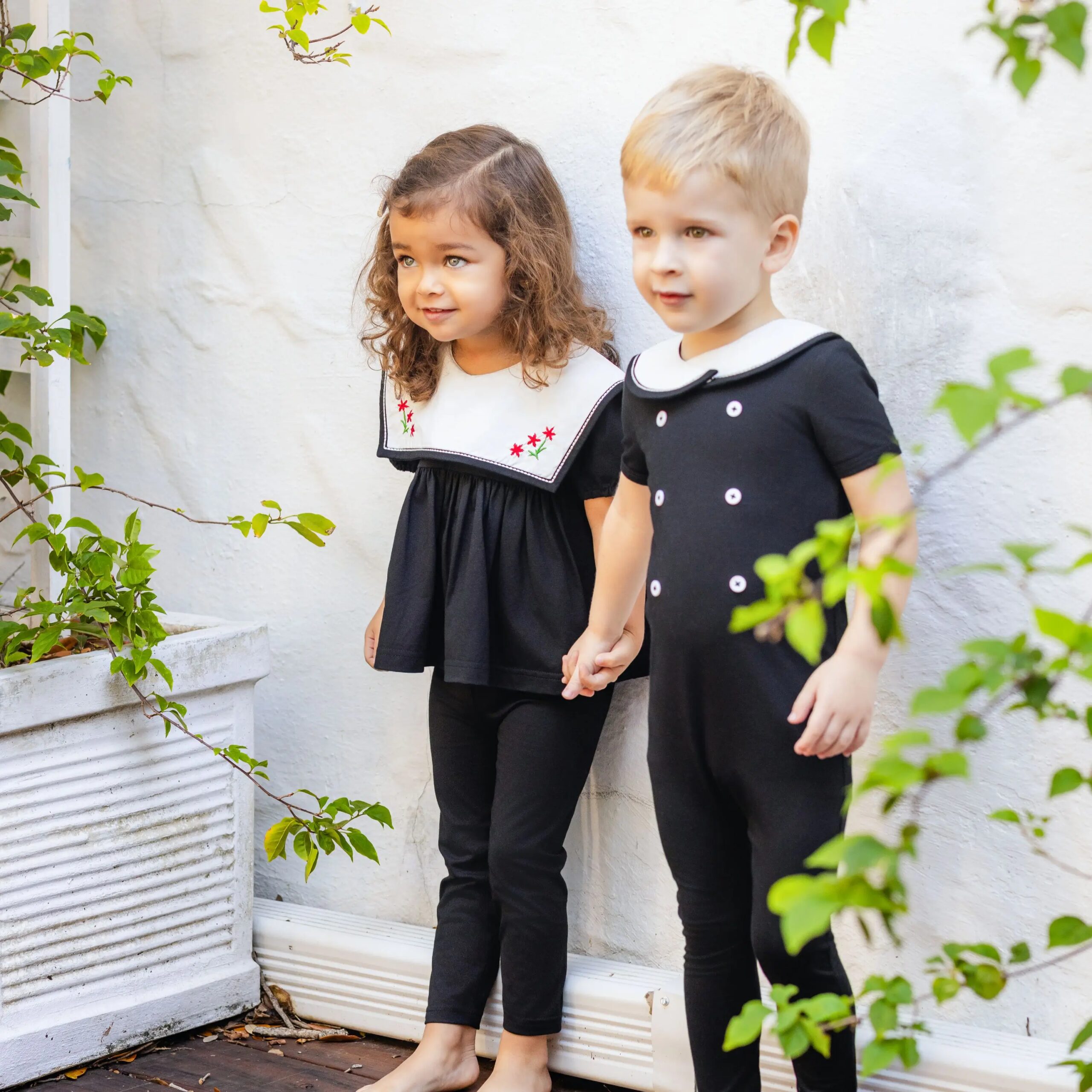 Ali Plus 2026 SS Sailor Maxi Kids Cotton Outfits Embroidery Removable White Collar Girls Boys Matching Clothes Ali Plus 2026 SS Sailor Maxi Kids Cotton Outfits Embroidery Removable White Collar Girls Boys Matching Clothes