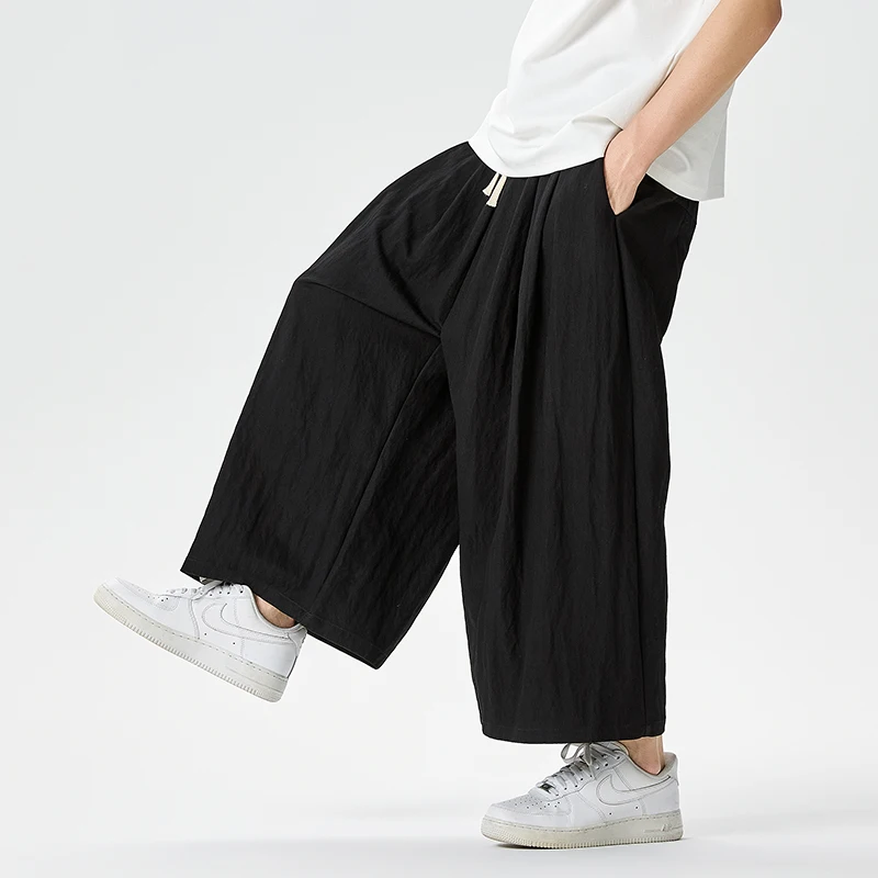 Wide Leg Pants Men Women Summer Thin Harajuku Oversized Loose Casual Trousers Unisex Style Solid Color Joggers Pants Streetwear - Image 5