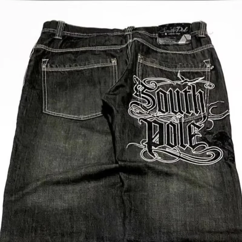 American Street Trend Letter Embroidered Loose Jeans Men Harajuku Y2K New Hip Hop Oversized Wide-leg Pants Unisex Mopping Jeans American Street Trend Letter Embroidered Loose Jeans Men Harajuku Y2K New Hip Hop Oversized Wide-leg Pants Unisex Mopping Jeans
