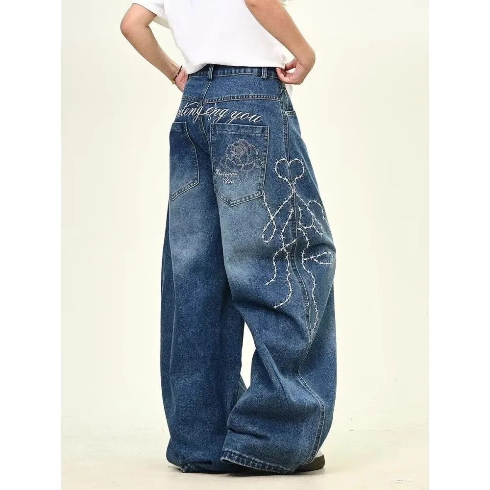 Men's Baggy Jeans Unisex Y2K Trendy Casual Wide Leg Denim Pants High Street Oversize Trousers American Style Streetwear Fashion - Image 4