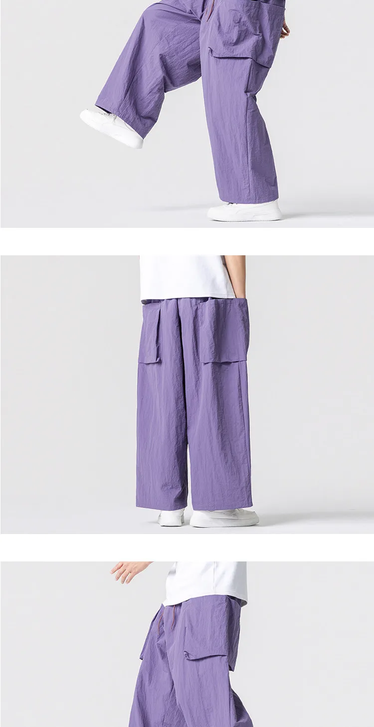 Summer Light Thin Wide Leg Pants Men Women Oversized Loose Harajuku Casual Trousers Unisex Style Joggers Solid Color Cargo Pants Summer Light Thin Wide Leg Pants Men Women Oversized Loose Harajuku Casual Trousers Unisex Style Joggers Solid Color Cargo Pants