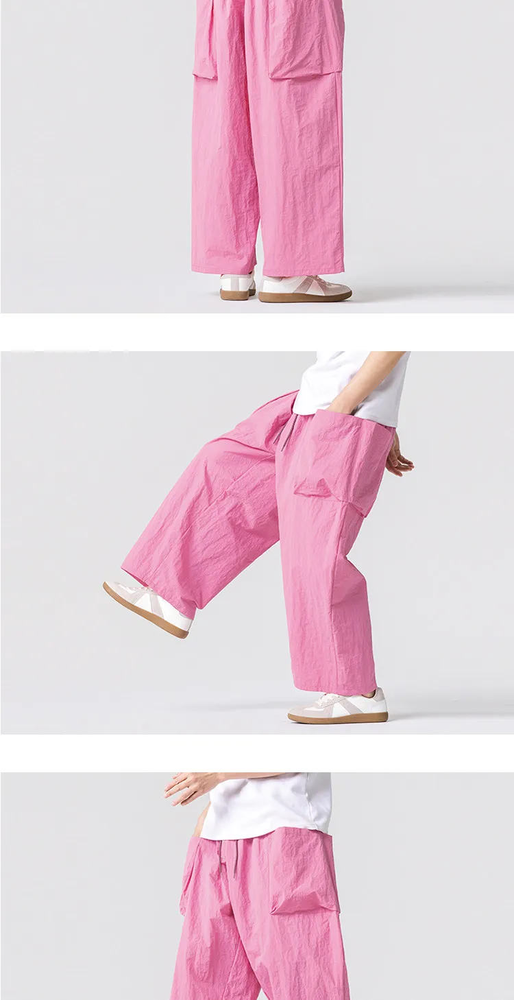 Summer Light Thin Wide Leg Pants Men Women Oversized Loose Harajuku Casual Trousers Unisex Style Joggers Solid Color Cargo Pants Summer Light Thin Wide Leg Pants Men Women Oversized Loose Harajuku Casual Trousers Unisex Style Joggers Solid Color Cargo Pants